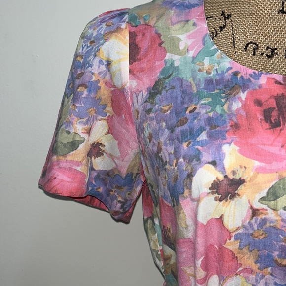 Vintage 80s Floral Midi Dress - Picture 5 of 14